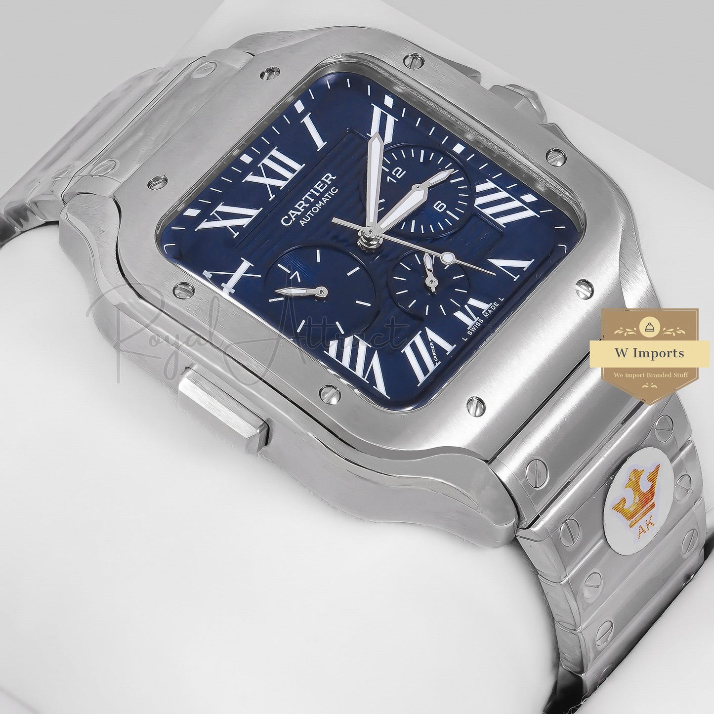 Latest Collection Chronograph Silver With Blue Dial Chain Watch