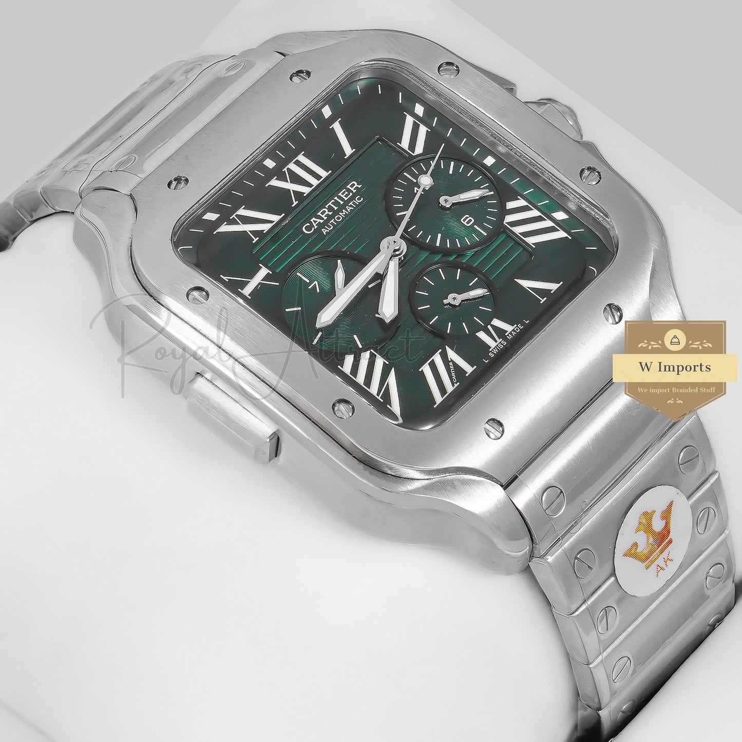 Latest Collection Chronograph Silver With Green Dial Chain Watch