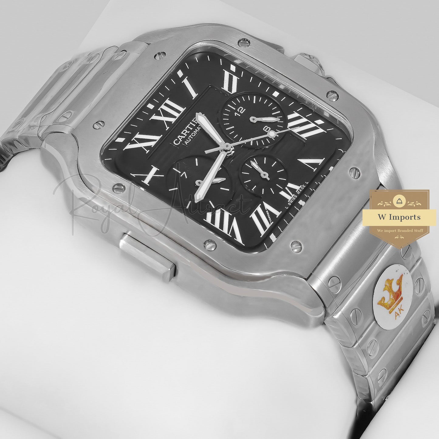 Latest Collection Chronograph Silver With Black Dial Chain Watch