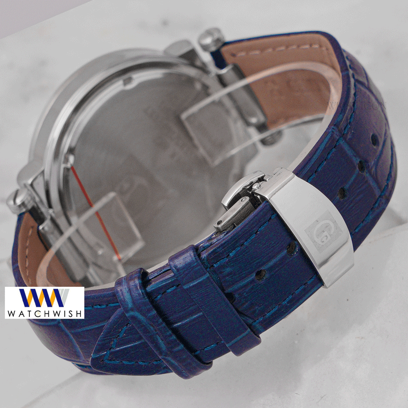 Latest Collection Chronograph Silver Case With Blue Dial & Leather Strap