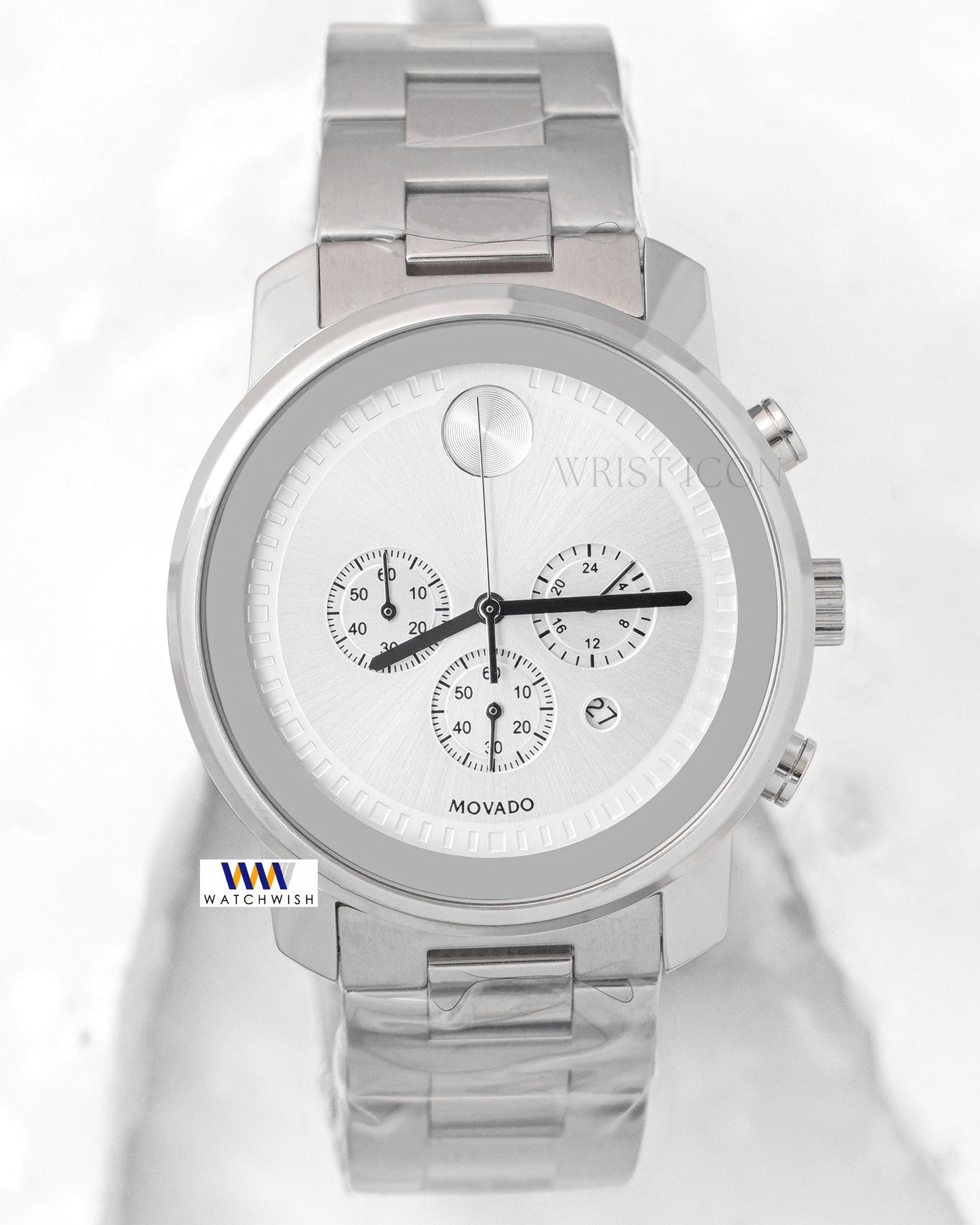Latest Collection Chronograph Silver With White Dial Chain Watch