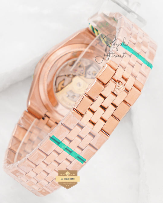 Latest Collection 40 Rose Gold With White Dial Stone Bezel Automatic Watch BP Made