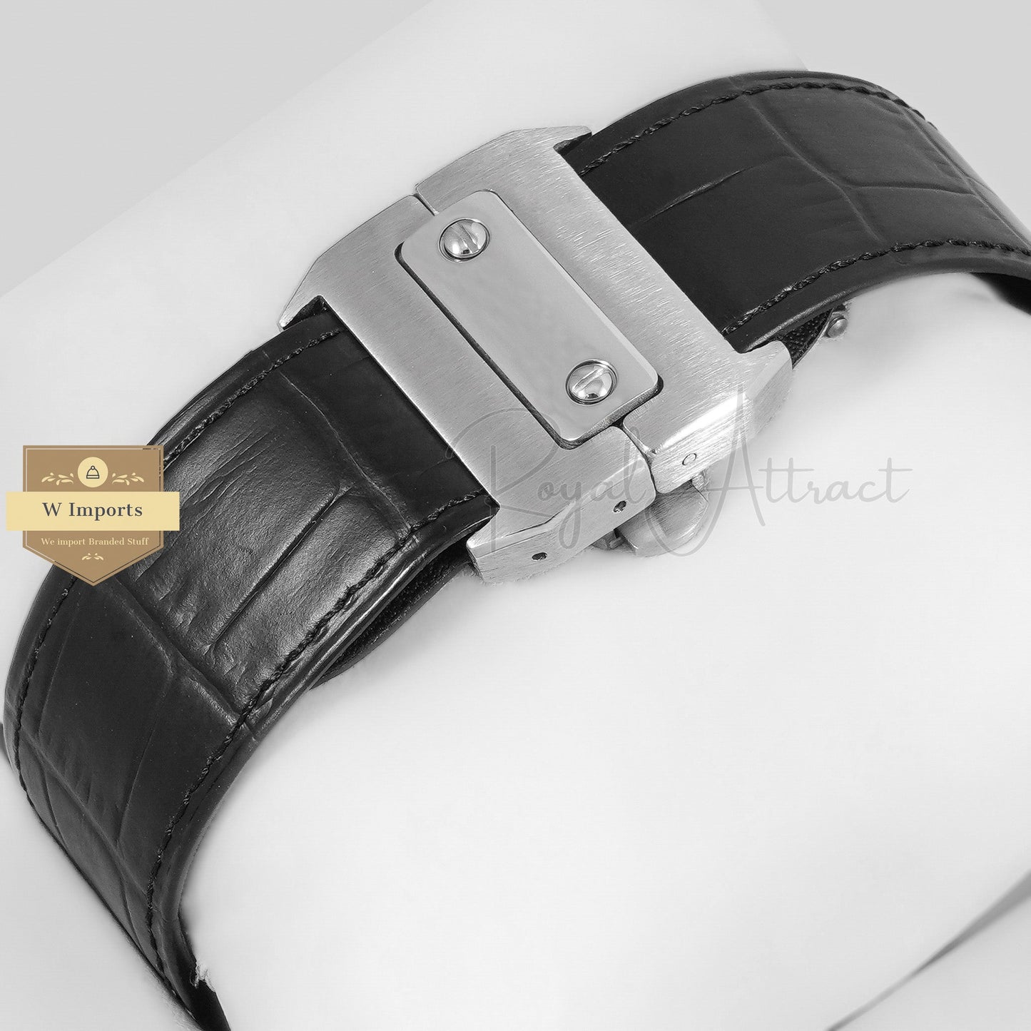 Latest Collection Chronograph Silver Case With White Dial & Black Leather Strap