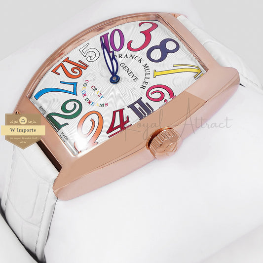 Latest Collection Rose Gold Case With White Dial And Leather Strap