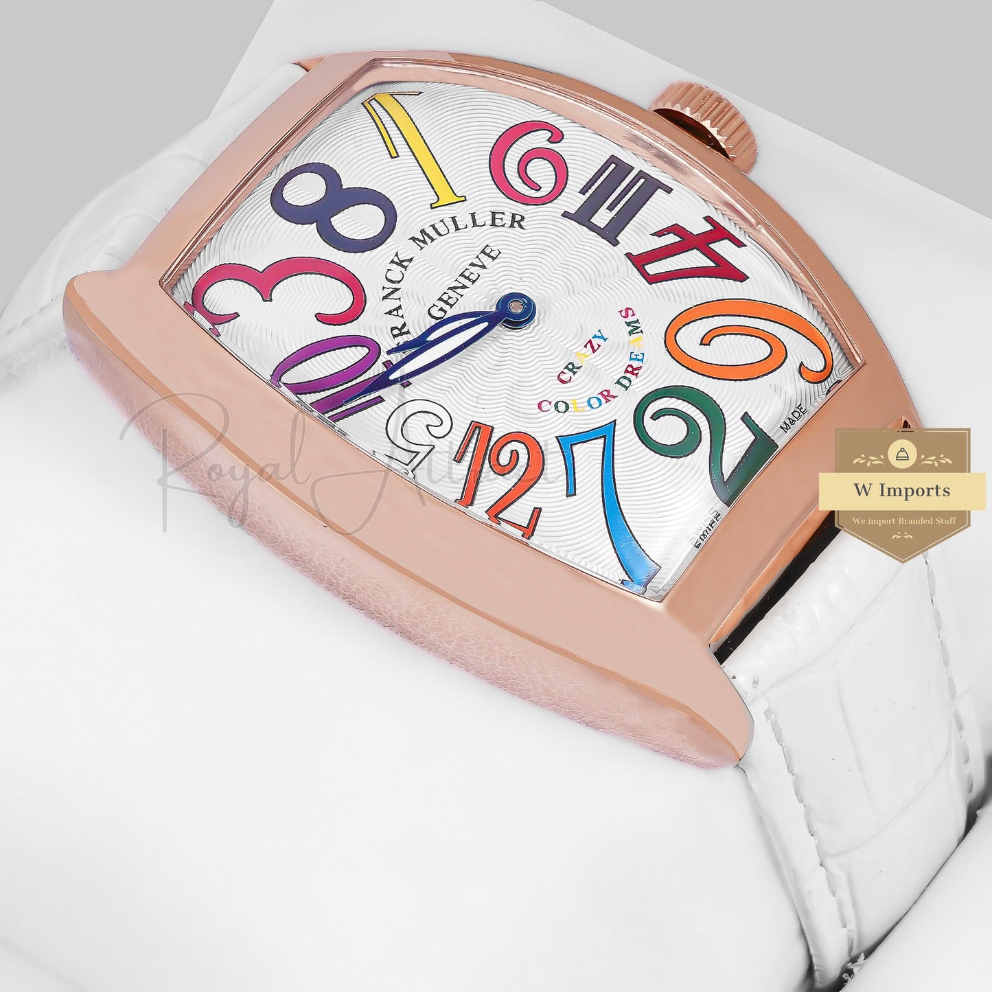 Latest Collection Rose Gold Case With White Dial And Leather Strap