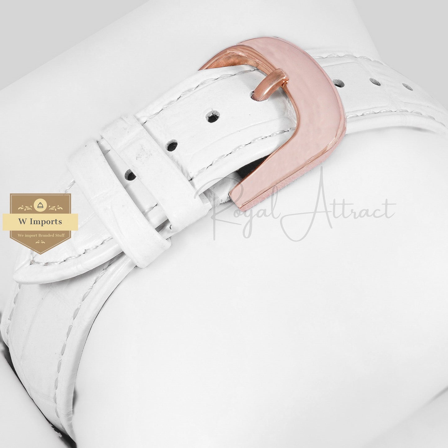Latest Collection Rose Gold Case With White Dial And Leather Strap