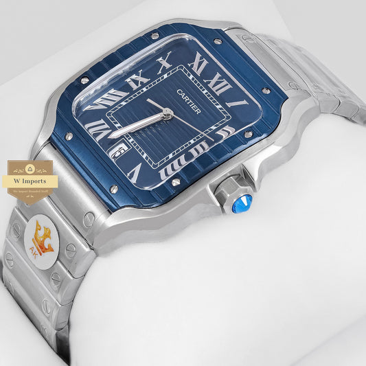 Latest Collection Silver With Blue Bezel And Dial Chain Watch
