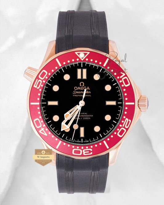 Latest Collection Rose Gold Case With Black Dial Rubber Strap For Men