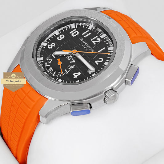 Latest Collection Down Second Silver Case With Black Dial & Orange Rubber Strap