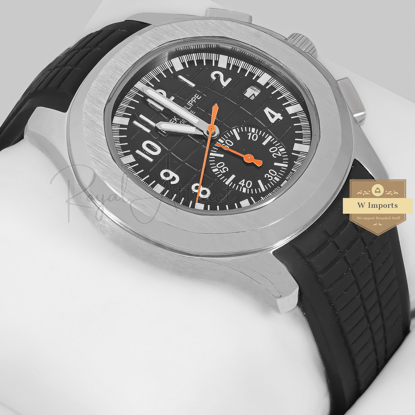 Latest Collection Down Second Silver Case With Black Dial & Rubber Strap