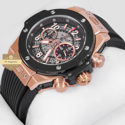 Latest Collection Chronograph Rose Gold Case With Dial Pvc Strap