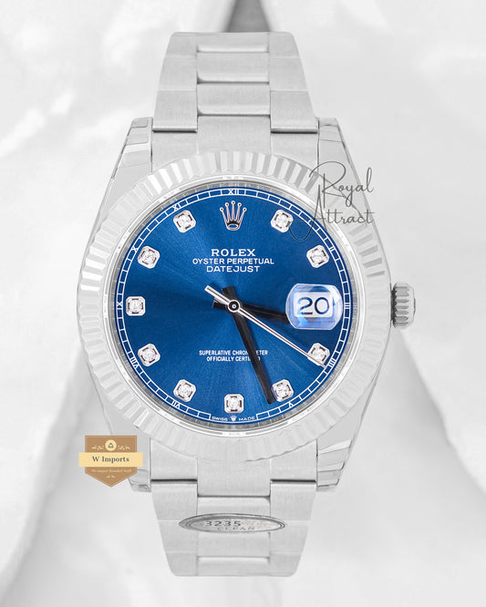 Latest Collection 41 Silver With Blue Dial Automatic Watch Clean Made