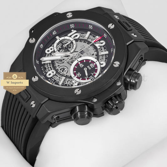 Latest Collection Chronograph All Black Case With Skeleton Dial Pvc Strap