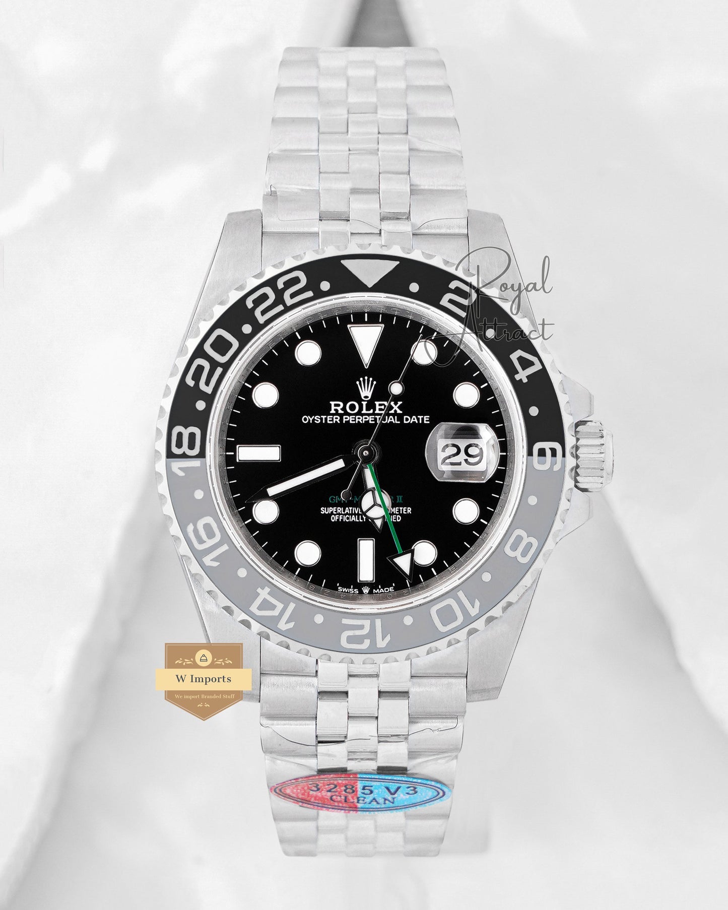 LATEST COLLECTION BWAYNE SILVER PREMIUM GMT CLEAN MADE AUTOMATIC WATCH