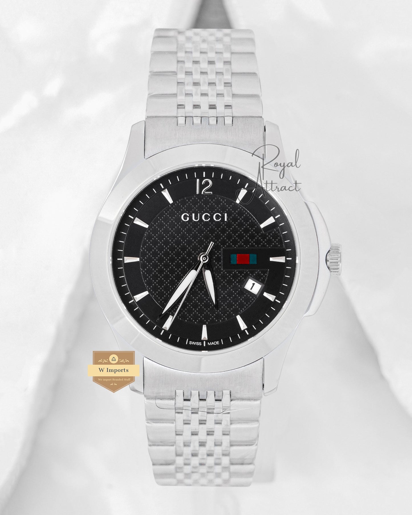 Latest Collection Silver With Black Dial Chain Watch