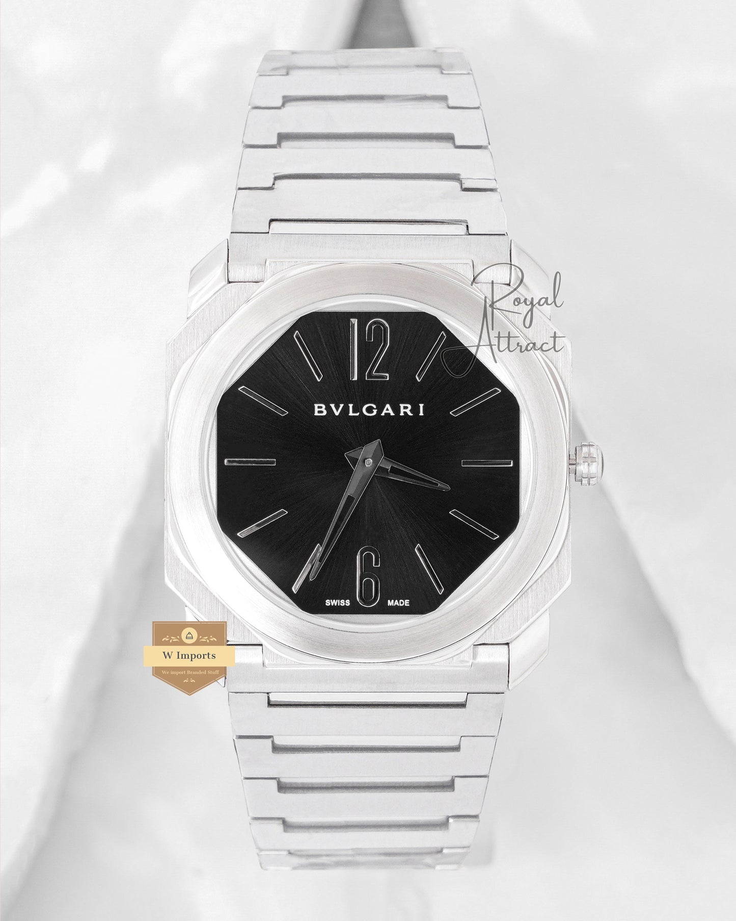 Latest Collection Ultra Slim Silver With Black  Dial Chain Watch