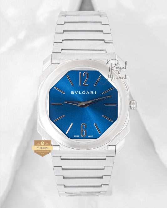 Latest Collection Ultra Slim Silver With Blue Dial Chain Watch