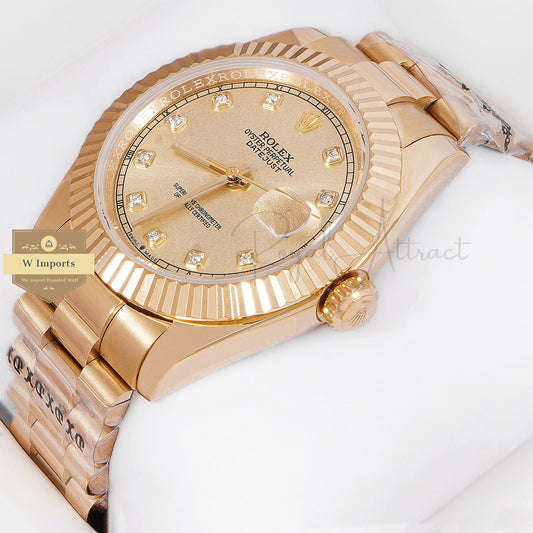 LATEST COLLECTION 41 ALL YELLOW GOLD WITH STONE FIGURE AUTOMATIC WATCH ZR FACTORY