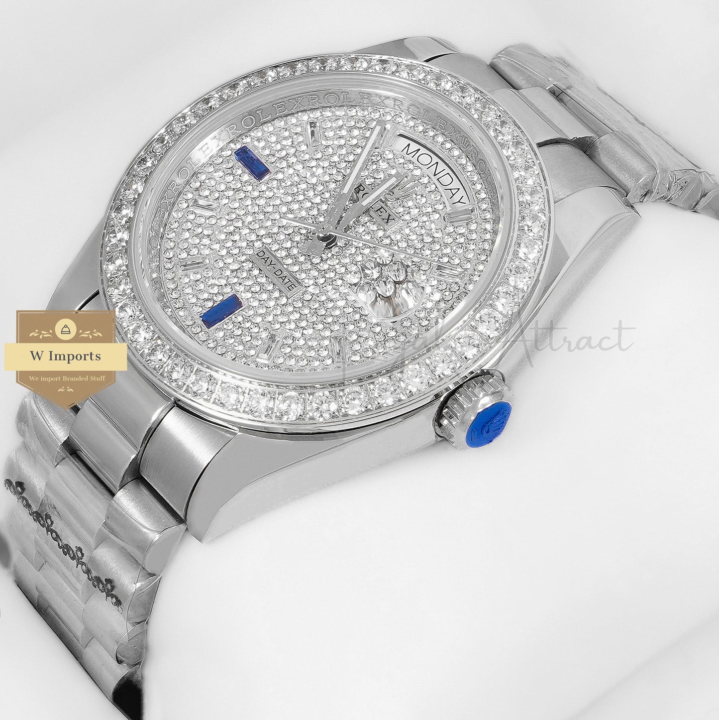 LATEST COLLECTION 40 SILVER WITH STONE DIAL & BEZEL AUTOMATIC WATCH ZR FACTORY