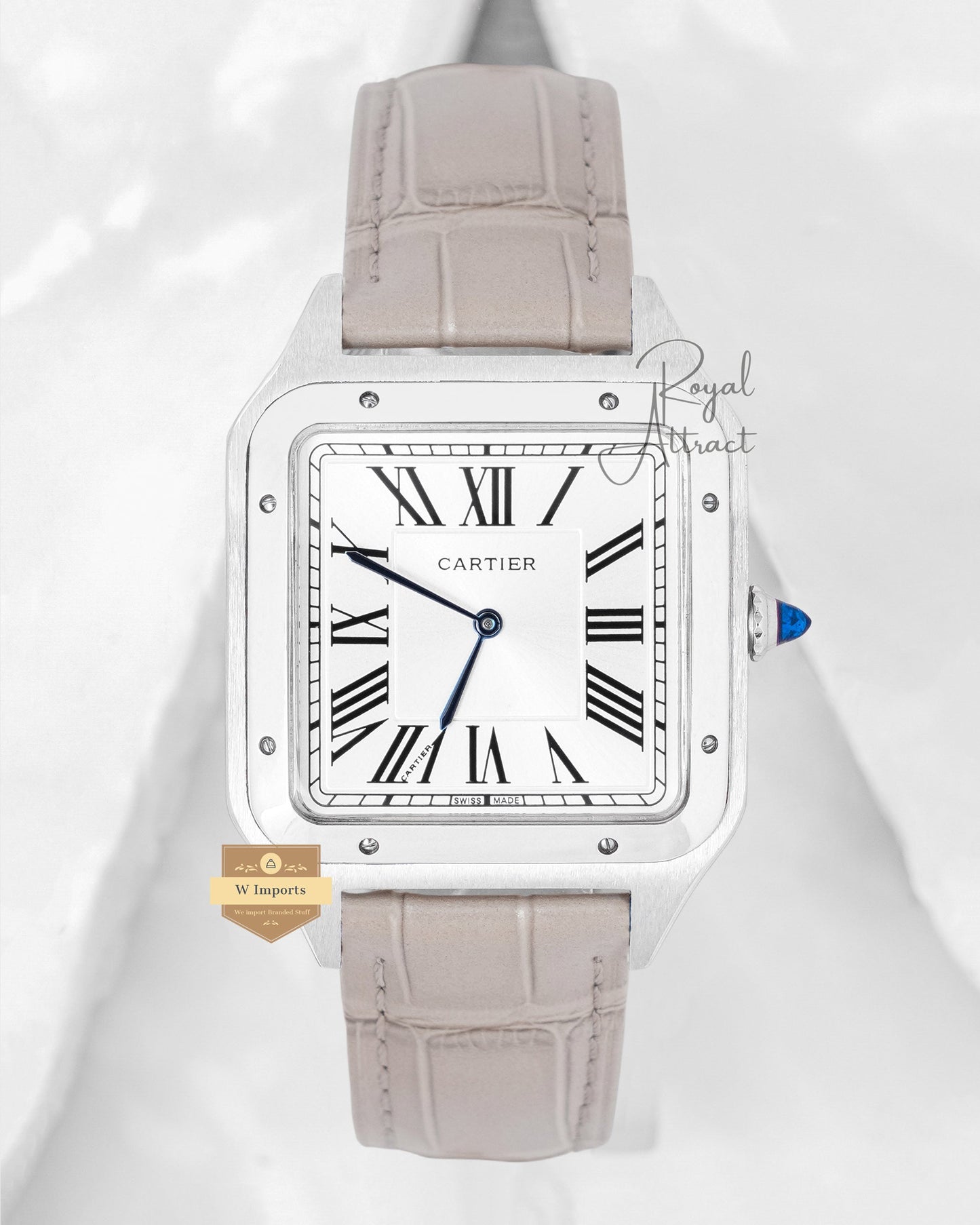 Latest Collection Silver Case With Dial And Leather Strap