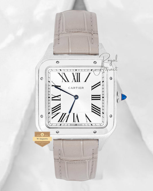 Latest Collection Silver Case With Dial And Leather Strap