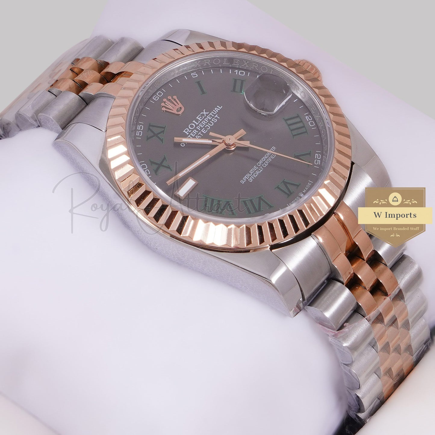 LATEST COLLECTION 36 TWO TONE ROSE GOLD WITH GREY DIAL & ROMAN INDEX AUTOMATIC WATCH ZR FACTORY