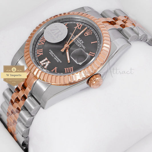 Latest Collection 36 Two Tone Rose Gold With Charocoal Gray Dial Zr Factory