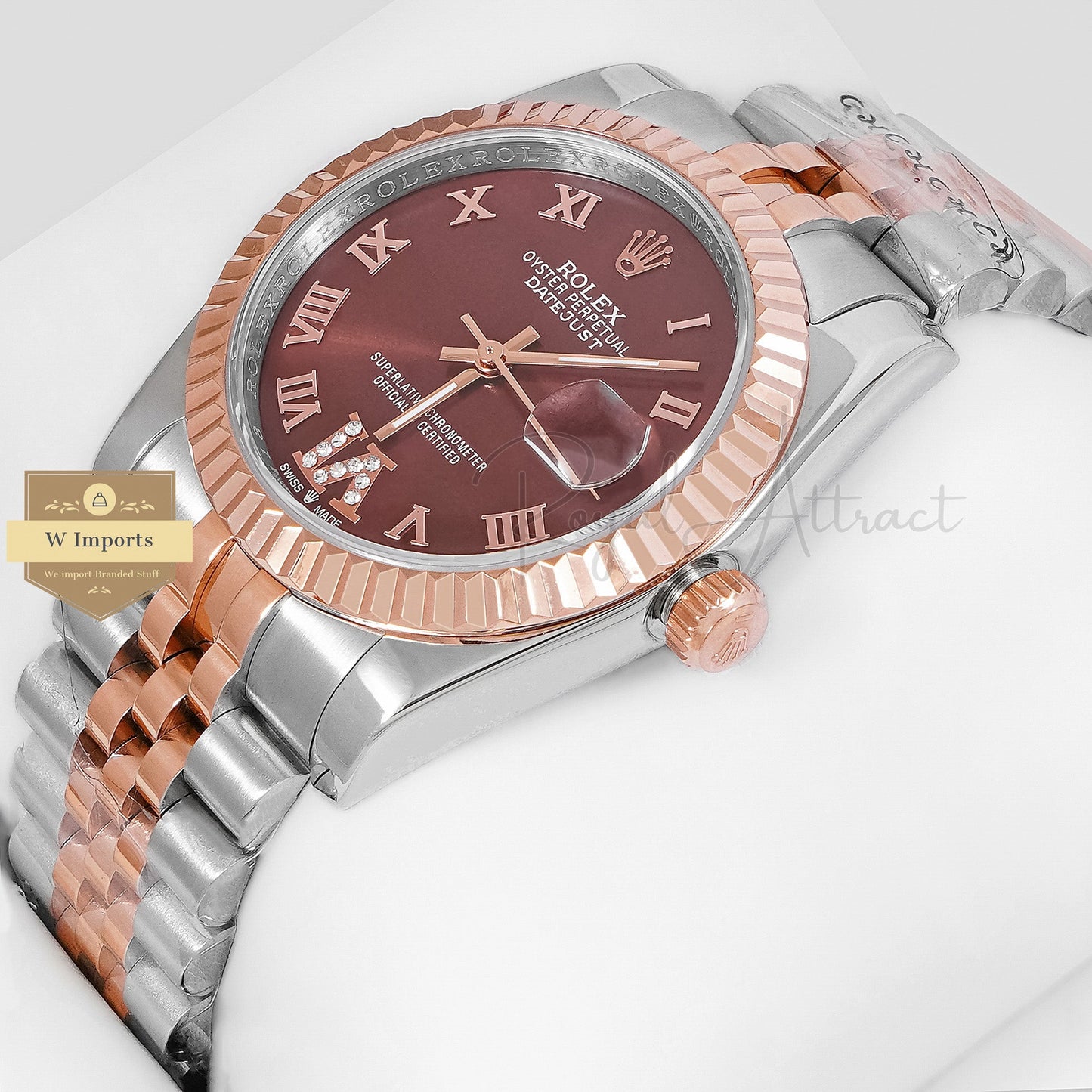 LATEST COLLECTION 36 TWO TONE ROSE GOLD WITH BROWN DIAL ROMAN NUMERAL ZR FACTORY