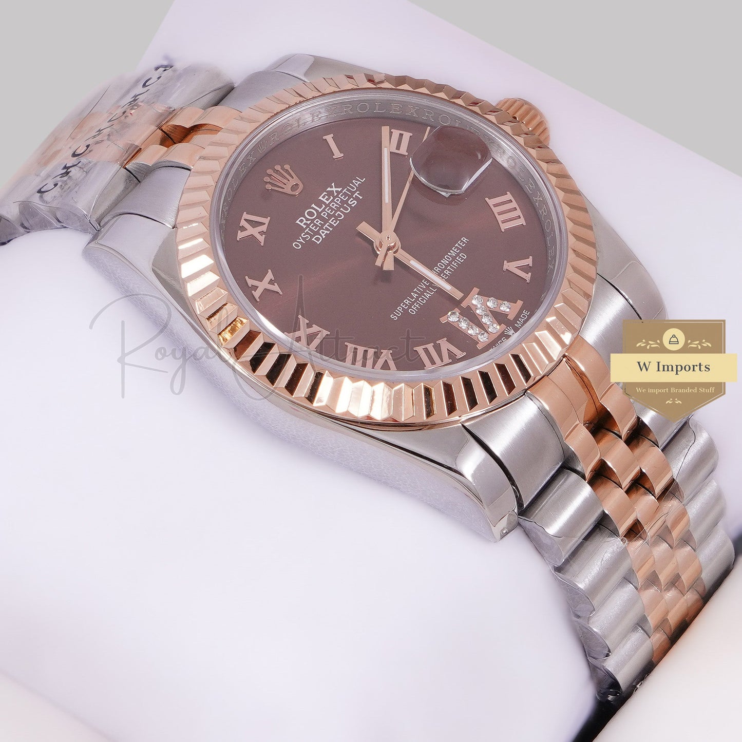 LATEST COLLECTION 36 TWO TONE ROSE GOLD WITH BROWN DIAL ROMAN NUMERAL ZR FACTORY