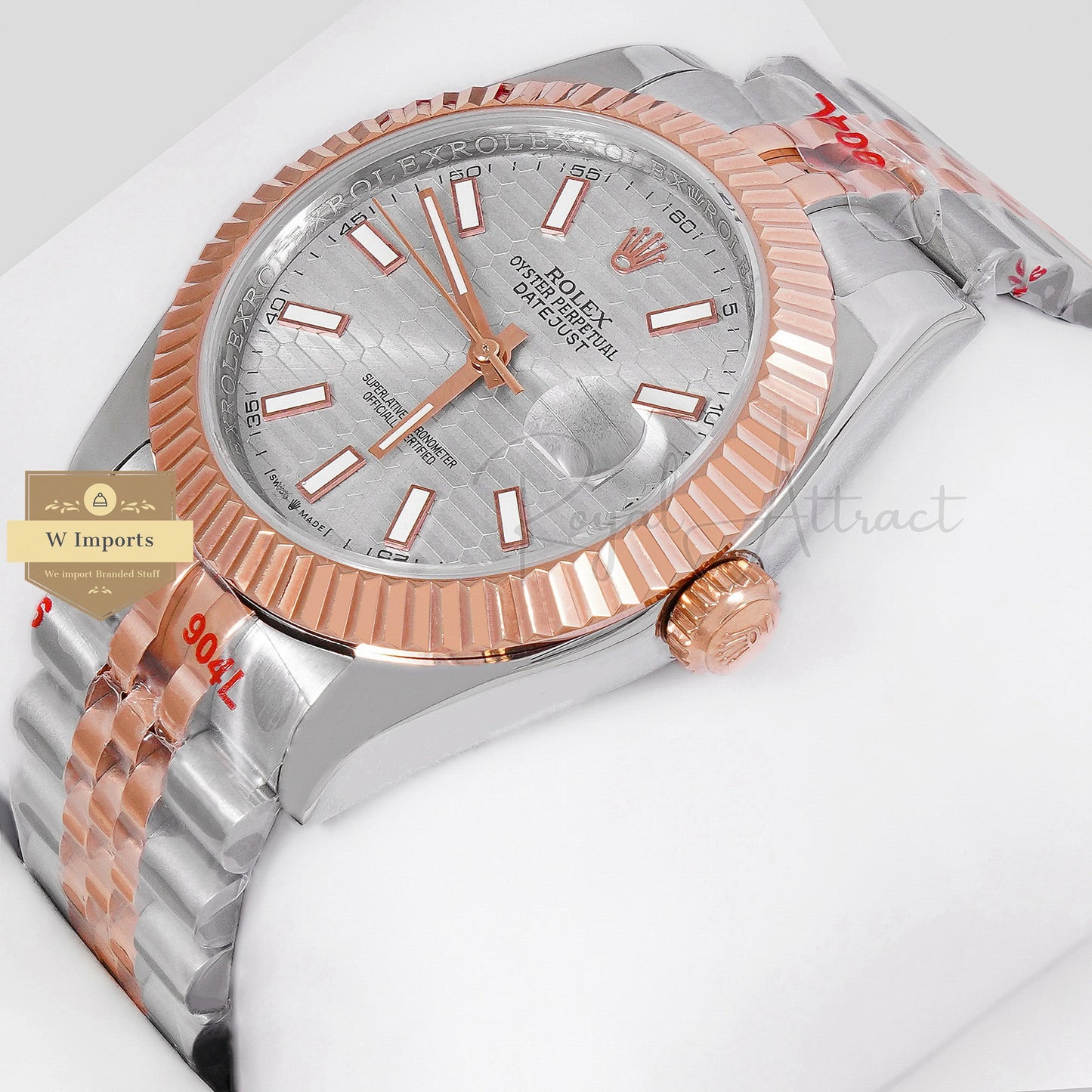 LATEST COLLECTION 41 TWO TONE ROSE GOLD WITH GRAY TEXTURE DIAL AUTOMATIC WATCH ZR FACTORY