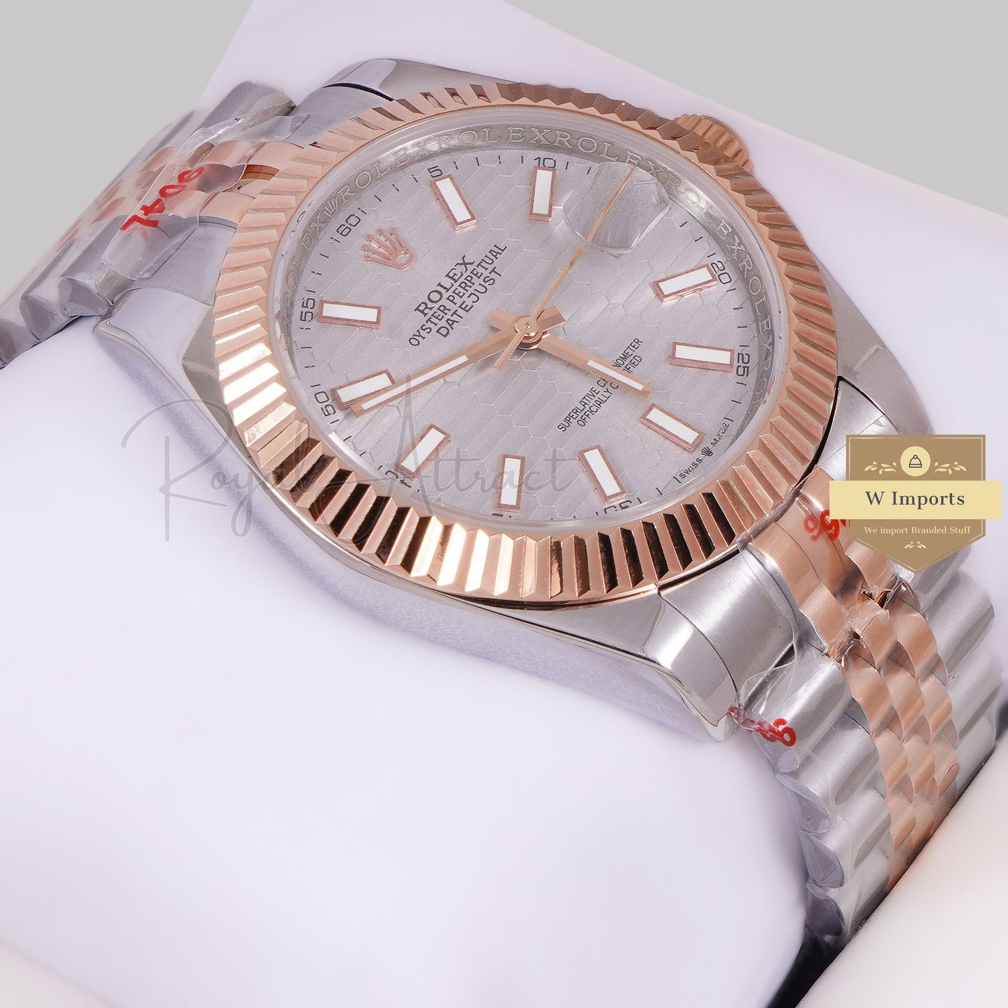 LATEST COLLECTION 41 TWO TONE ROSE GOLD WITH GRAY TEXTURE DIAL AUTOMATIC WATCH ZR FACTORY