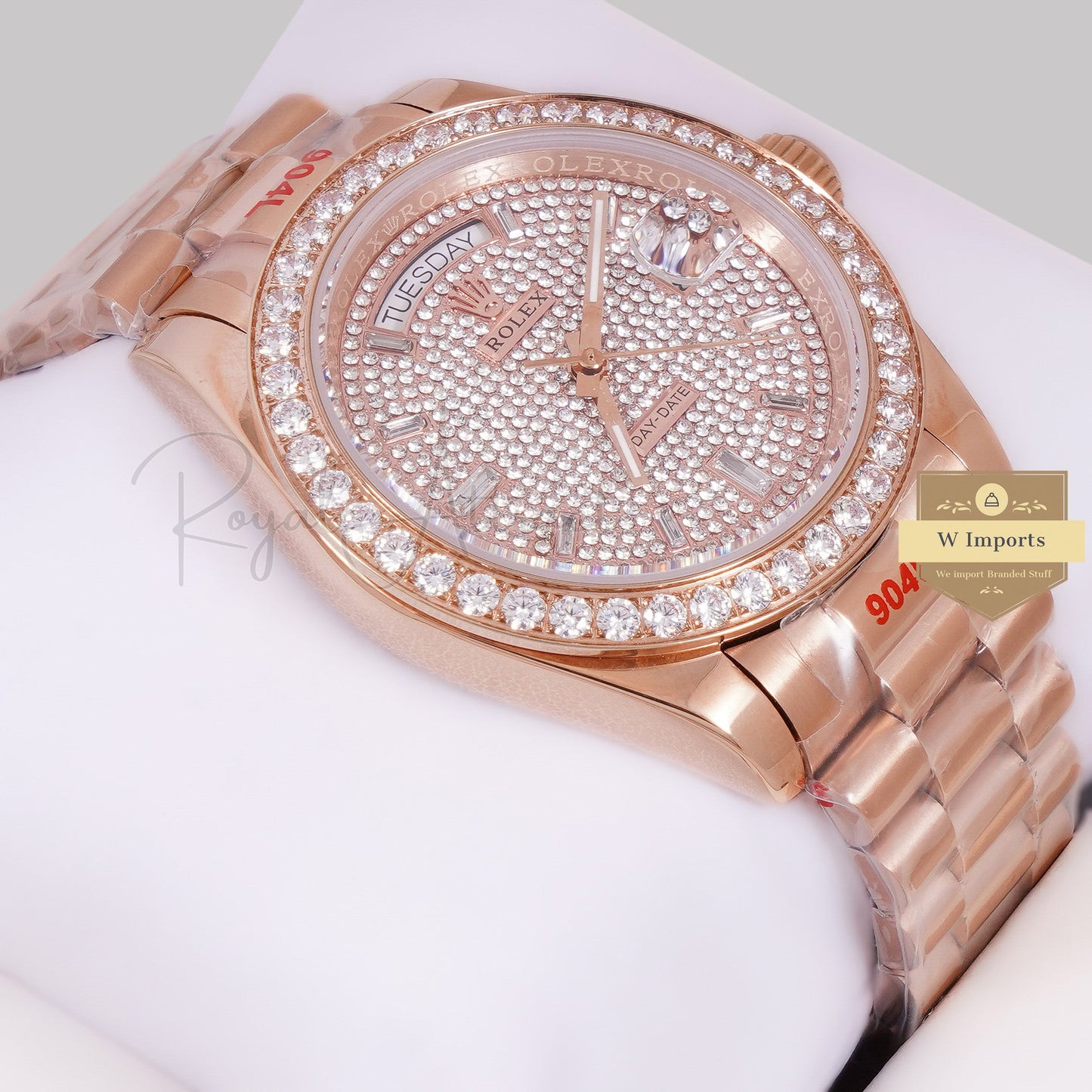 LATEST COLLECTION 40 ALL ROSE GOLD WITH STONE DIAL & BEZEL AUTOMATIC WATCH ZR FACTORY