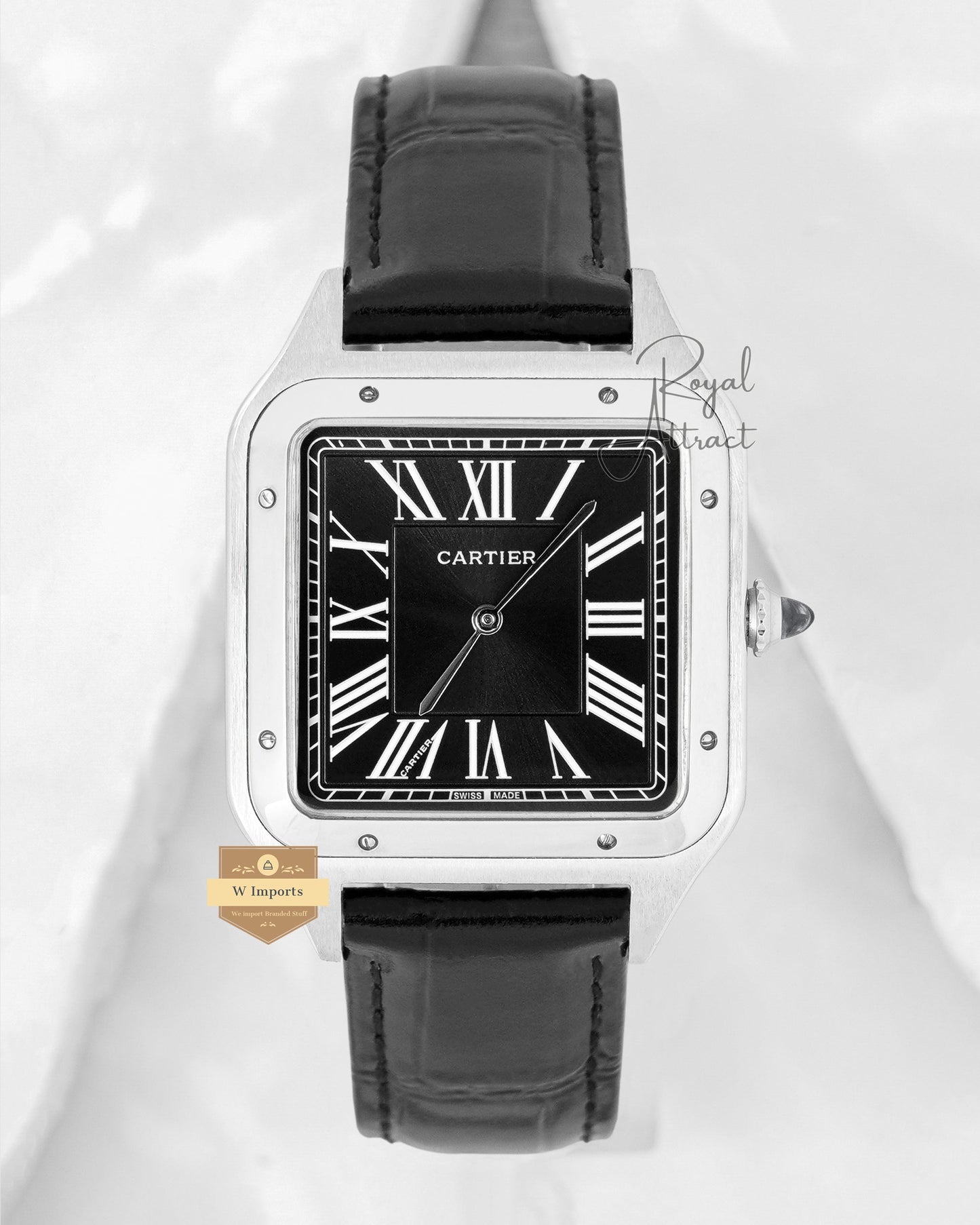 Latest Collection Silver Case With Black Dial & Leather Strap Watch For Men
