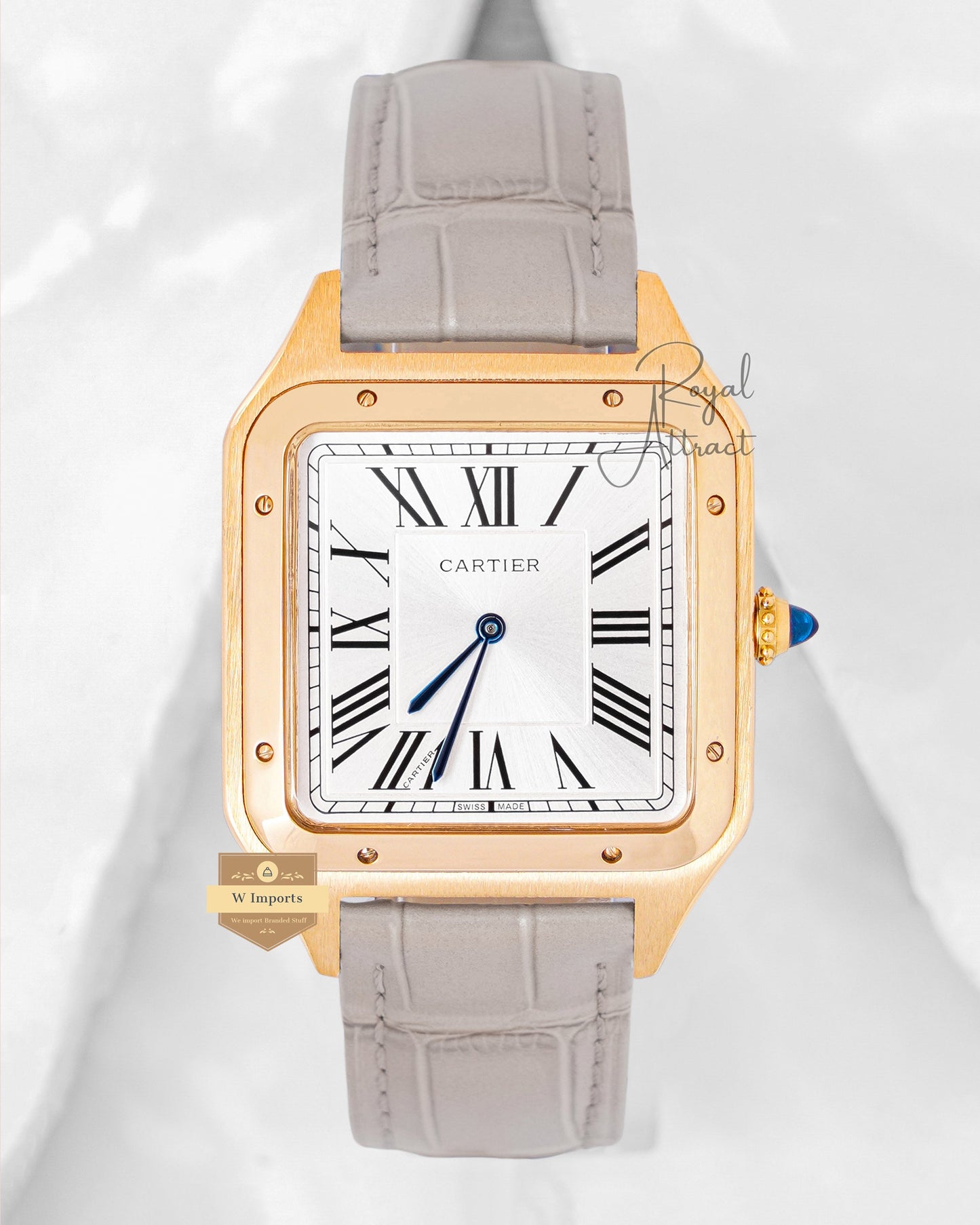 Latest Collection Yellow Gold Case With Silver Dial And Leather Strap