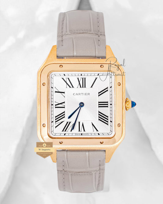 Latest Collection Yellow Gold Case With Silver Dial And Leather Strap