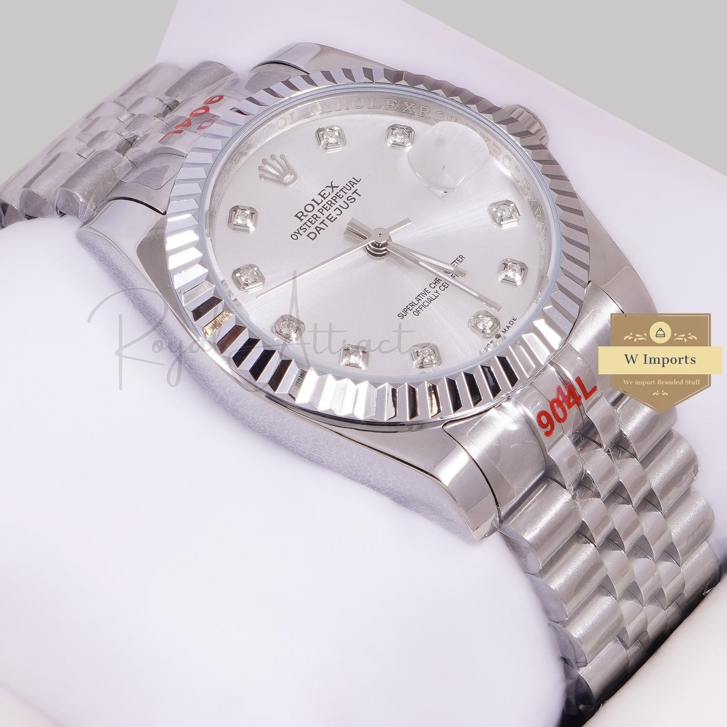 LATEST COLLECTION 36 ALL SILVER WITH DIAL STONE INDEX ZR FACTORY