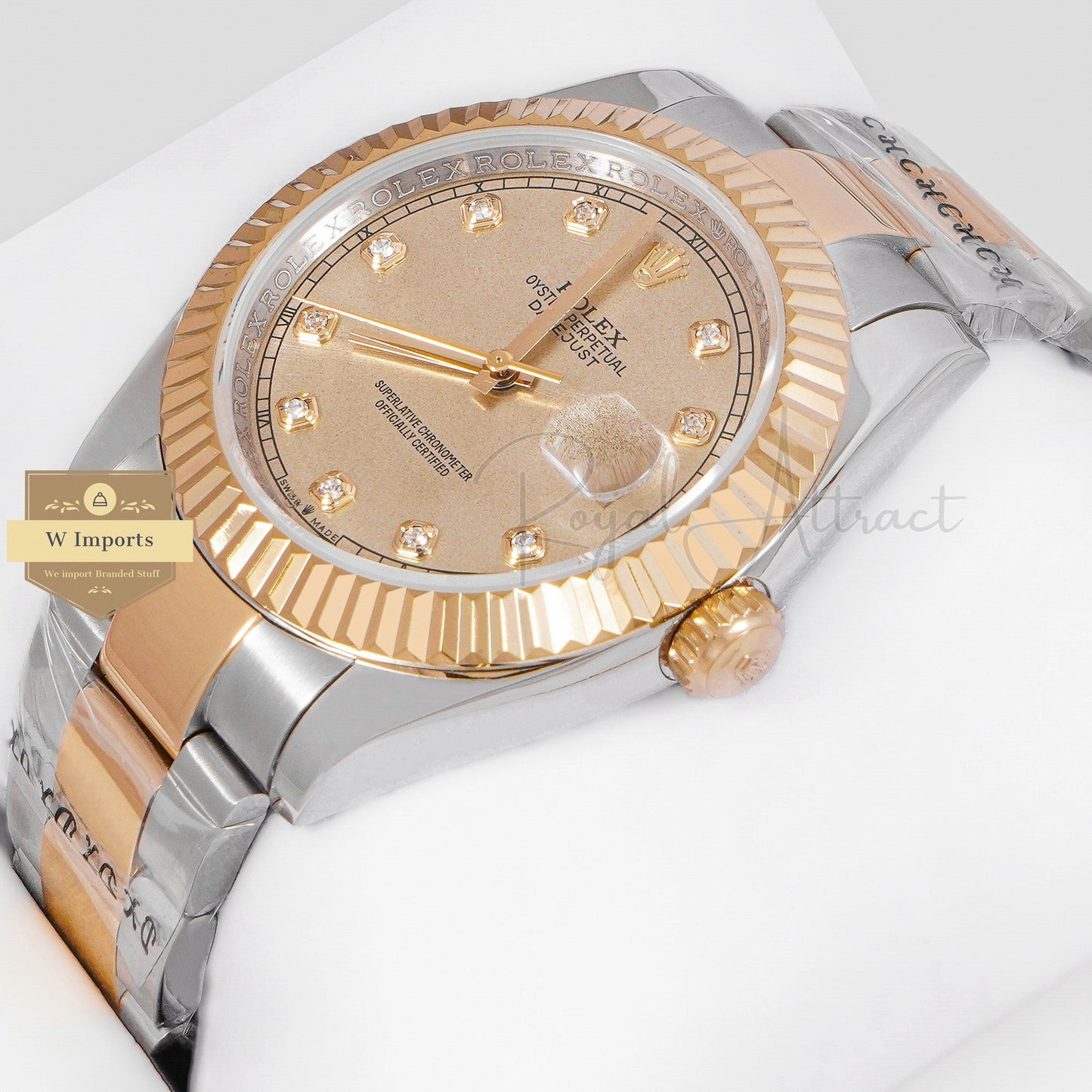 LATEST COLLECTION 41 TWO TONE YELLOW GOLD WITH DIAL STONE INDEX AUTOMATIC WATCH ZR FACTORY