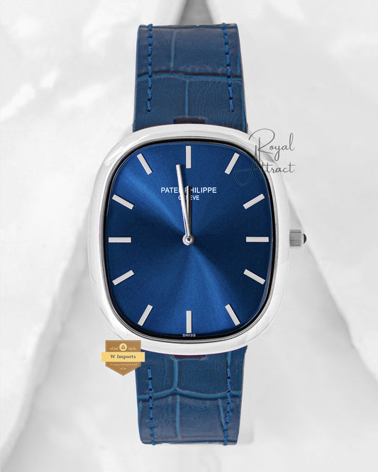 Latest Collection Silver Case With Blue Dial & Leather Strap