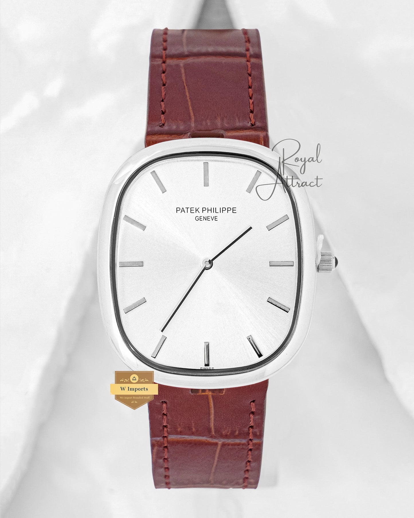 Latest Collection Silver Case With Dial & Leather Strap
