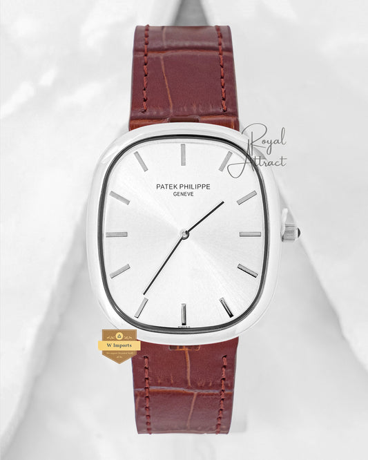 Latest Collection Silver Case With Dial & Leather Strap