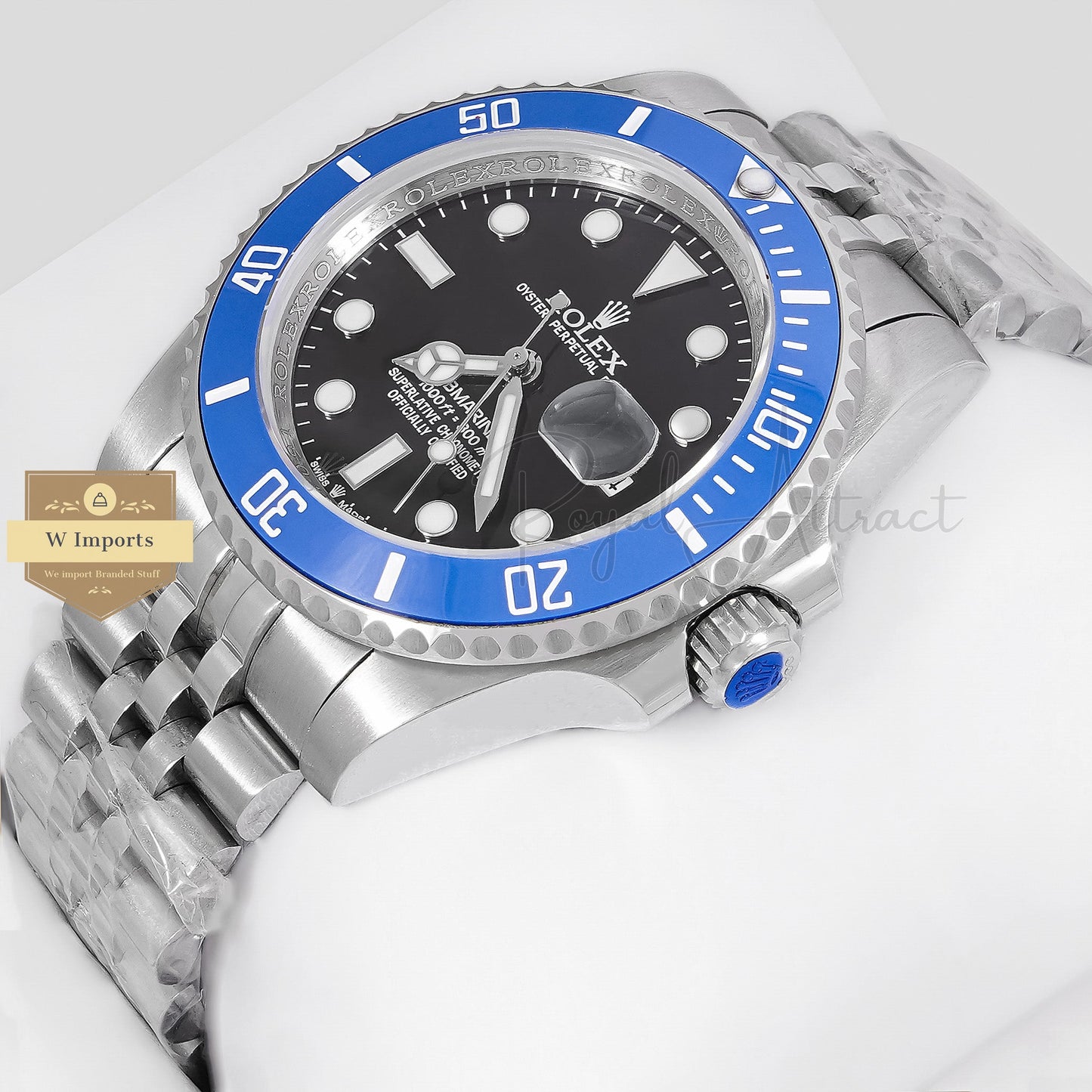 LATEST COLLECTION 40 SILVER WITH BLACK DIAL & BLUE BEZEL AUTOMATIC WATCH ZR FACTORY