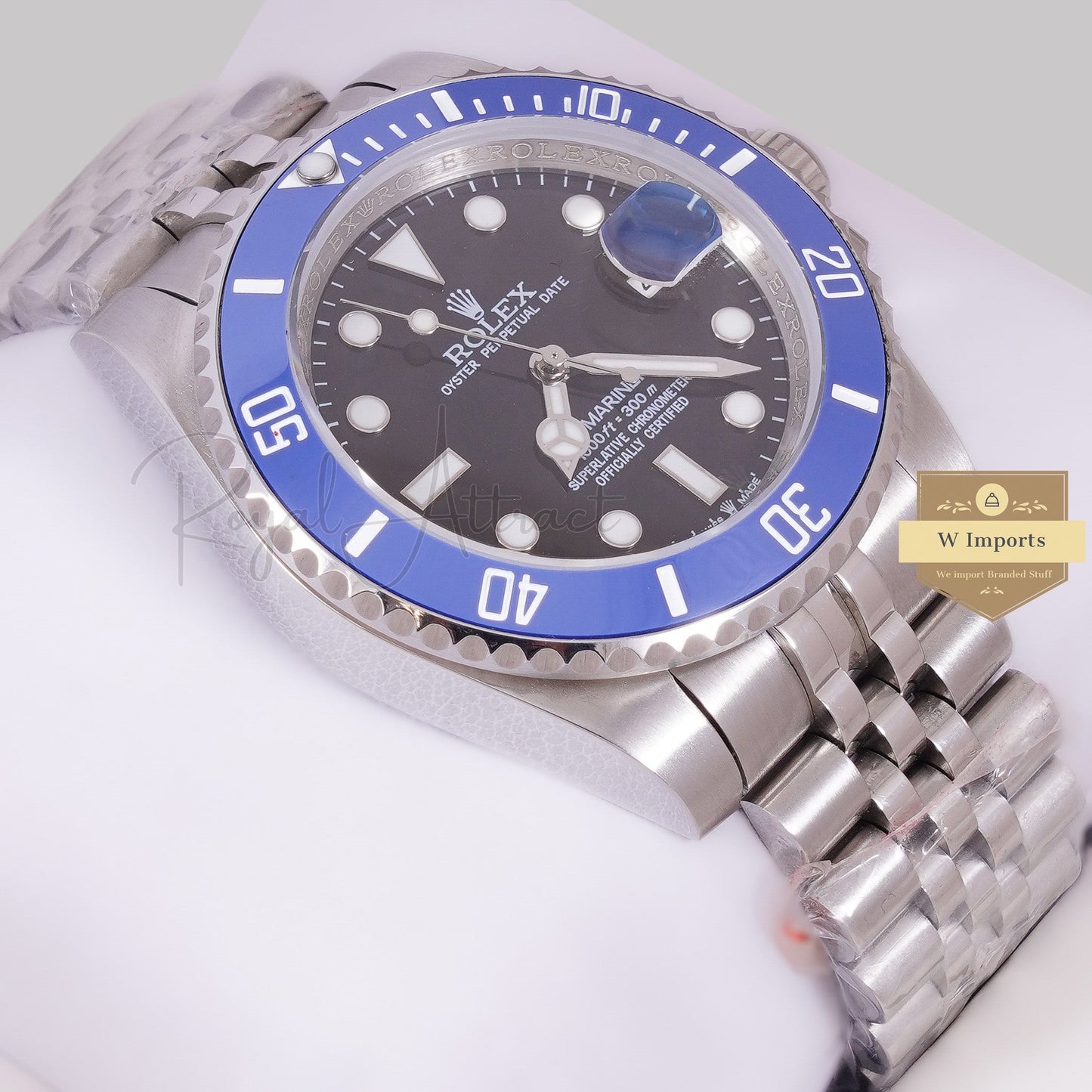 LATEST COLLECTION 40 SILVER WITH BLACK DIAL & BLUE BEZEL AUTOMATIC WATCH ZR FACTORY