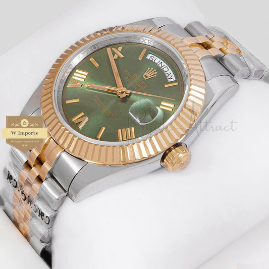 LATEST COLLECTION 40 TWO TONE YELLOW GOLD WITH GREEN DIAL AUTOMATIC WATCH ZR FACTORY