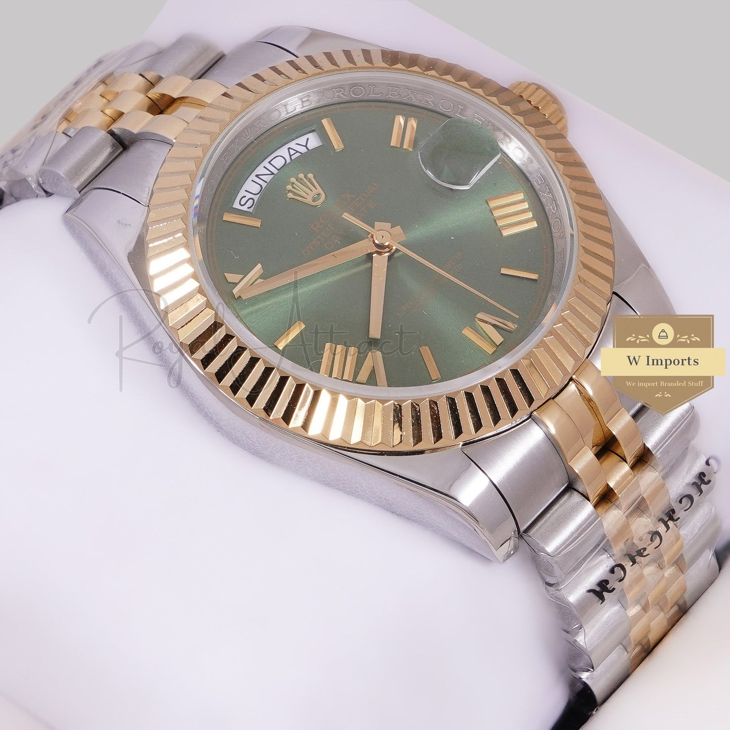 LATEST COLLECTION 40 TWO TONE YELLOW GOLD WITH GREEN DIAL AUTOMATIC WATCH ZR FACTORY