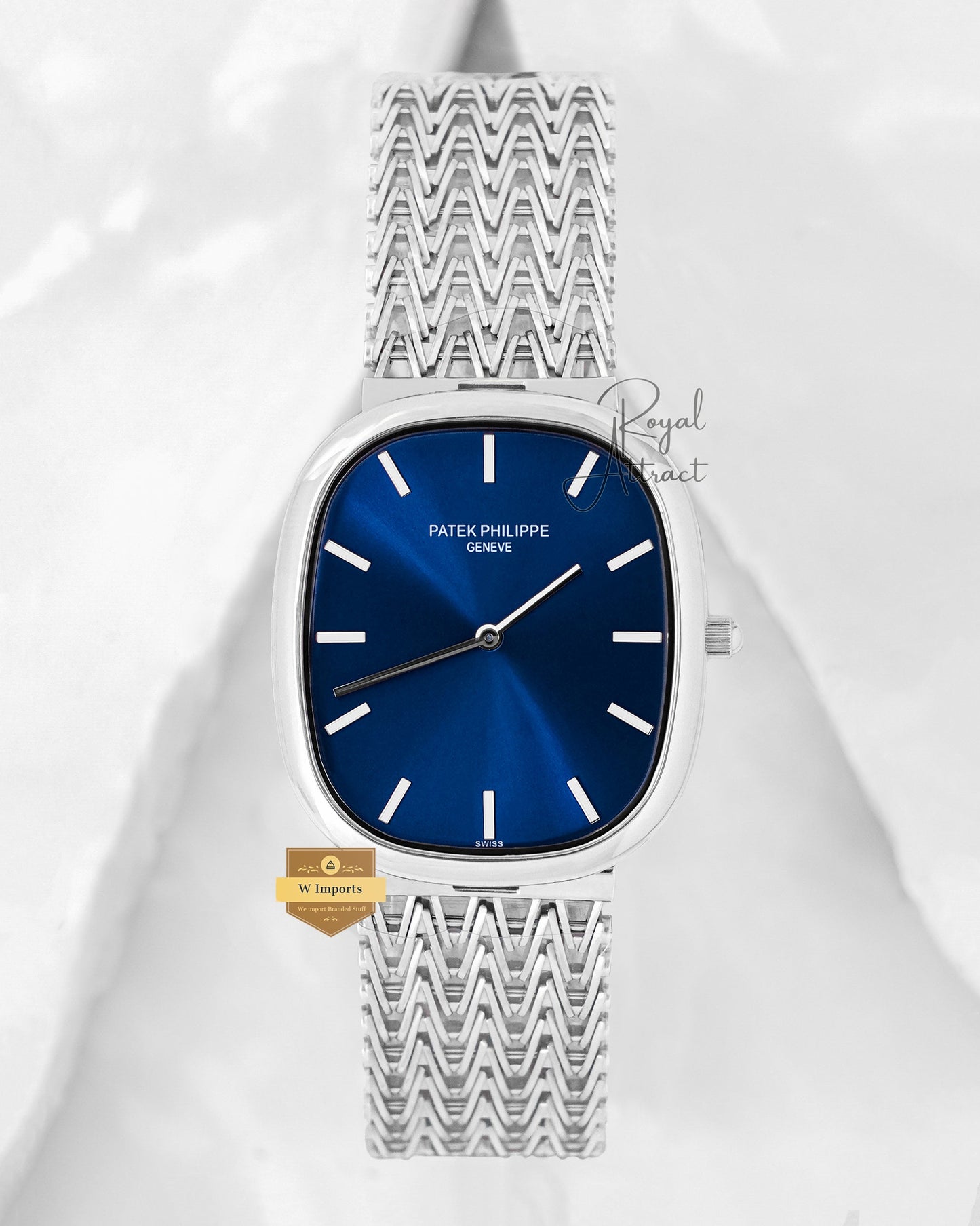 Latest Collection Square Silver With Blue Dial Chain Watch