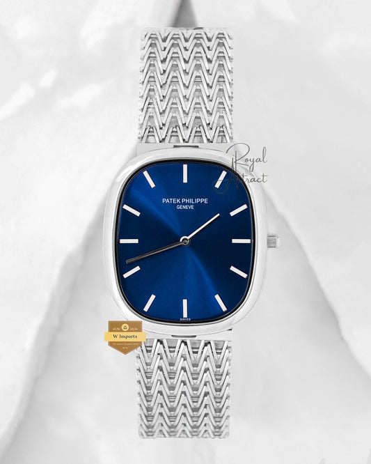 Latest Collection Square Silver With Blue Dial Chain Watch