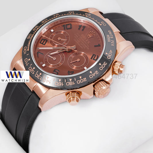 NEW COLLECTION CHRONOGRAPH 40 ROSE GOLD CASE WITH BROWN DIAL & BLACK RUBBER STRAP ZR FACTORY