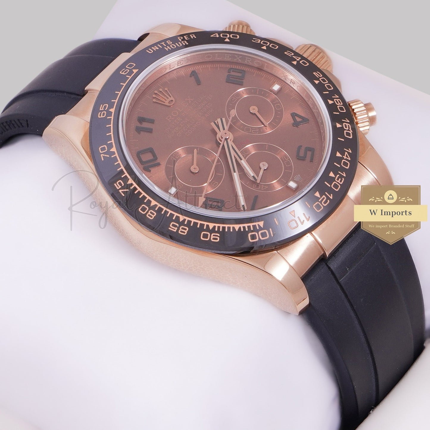 LATEST COLLECTION CHRONOGRAPH 40 ROSE GOLD CASE WITH BROWN DIAL & BLACK RUBBER STRAP ZR FACTORY