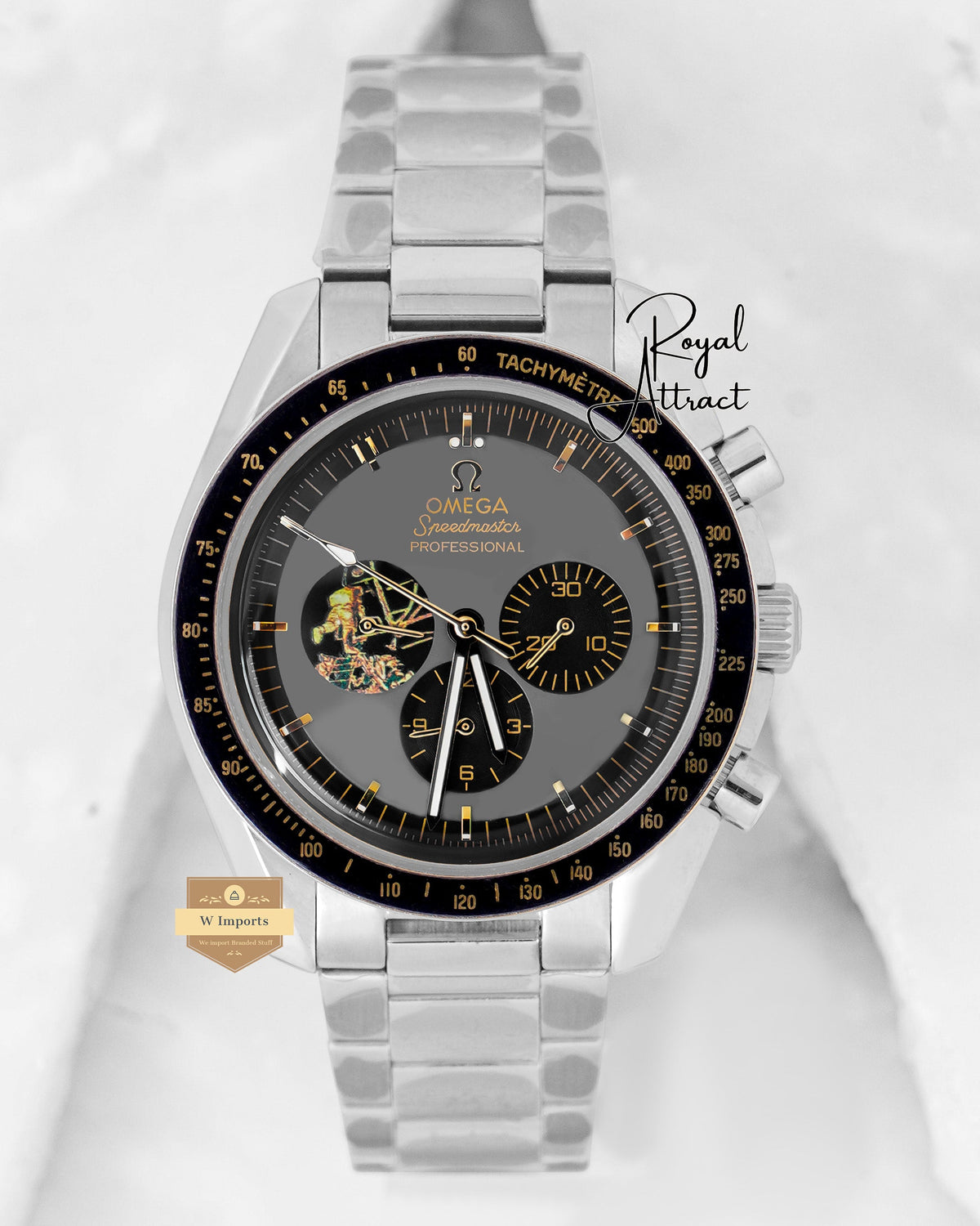 New Collection Chronograph Silver With Grey Dial Chain Watch For Men