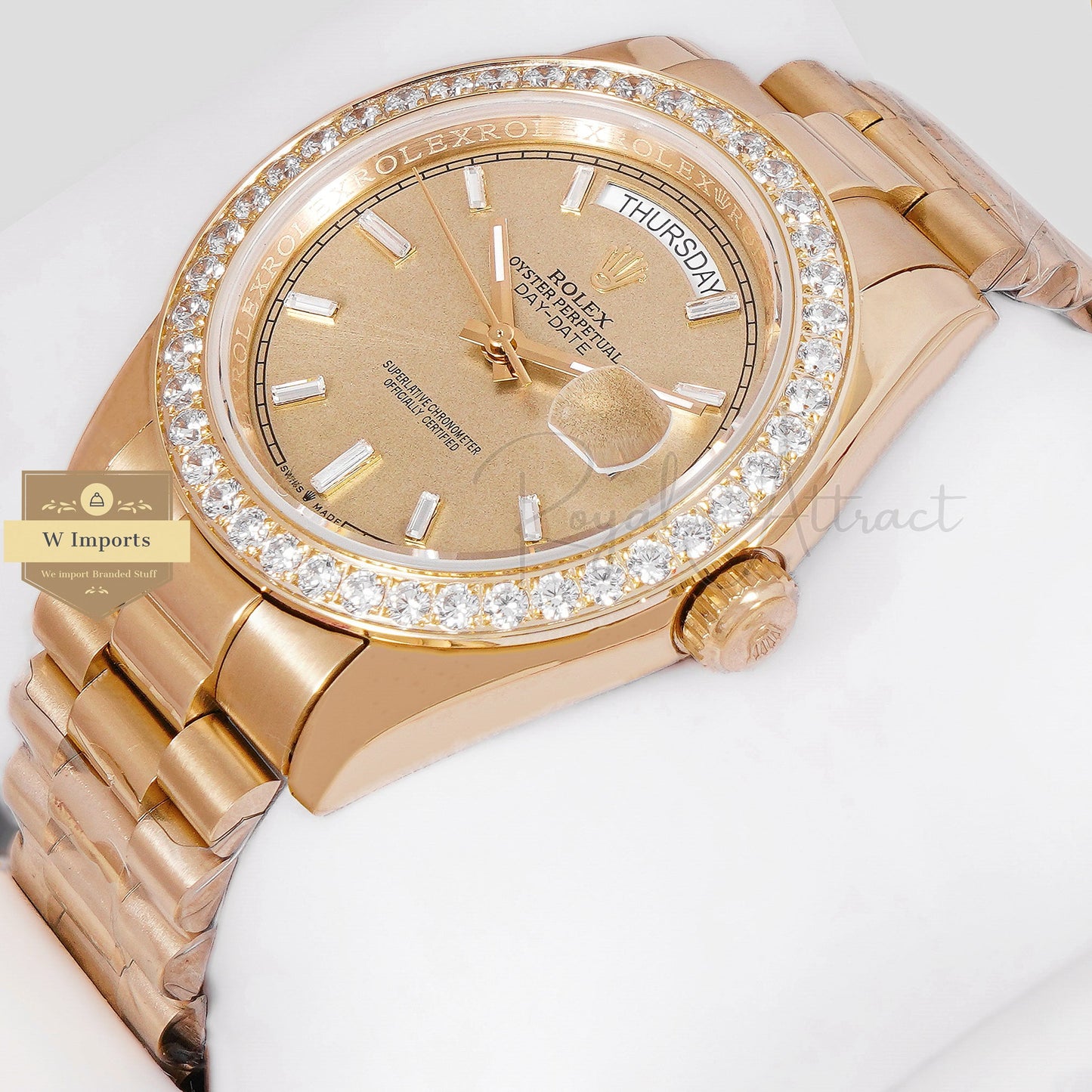 LATEST COLLECTION 40 ALL YELLOW GOLD WITH DIAL STONE BEZEL AUTOMATIC WATCH ZR FACTORY